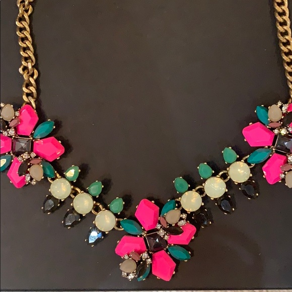 J. Crew Statement Necklace - Hot Pink & Teal - Picture 2 of 5